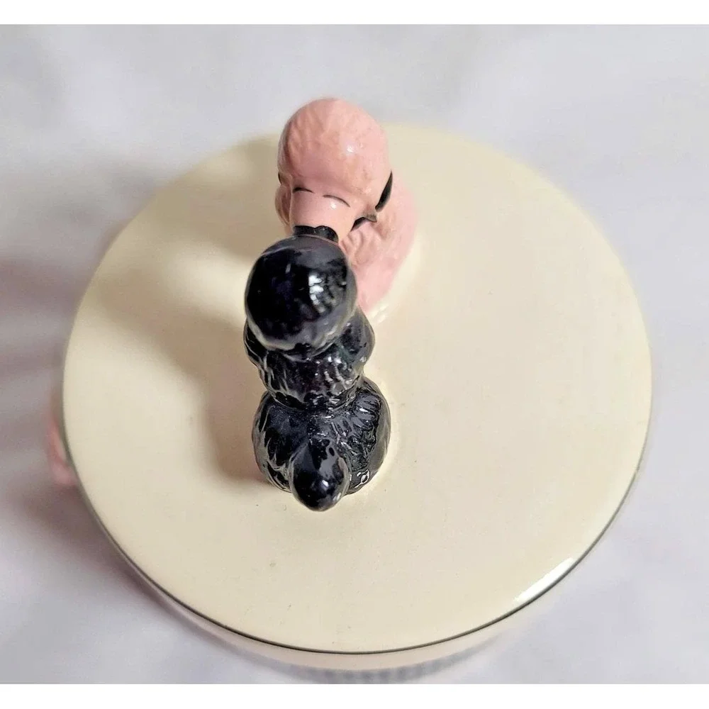 FAB Starpoint Ceramic Poodle Trinket Box Round Polka‎ Dot Pink Bow Small Cute